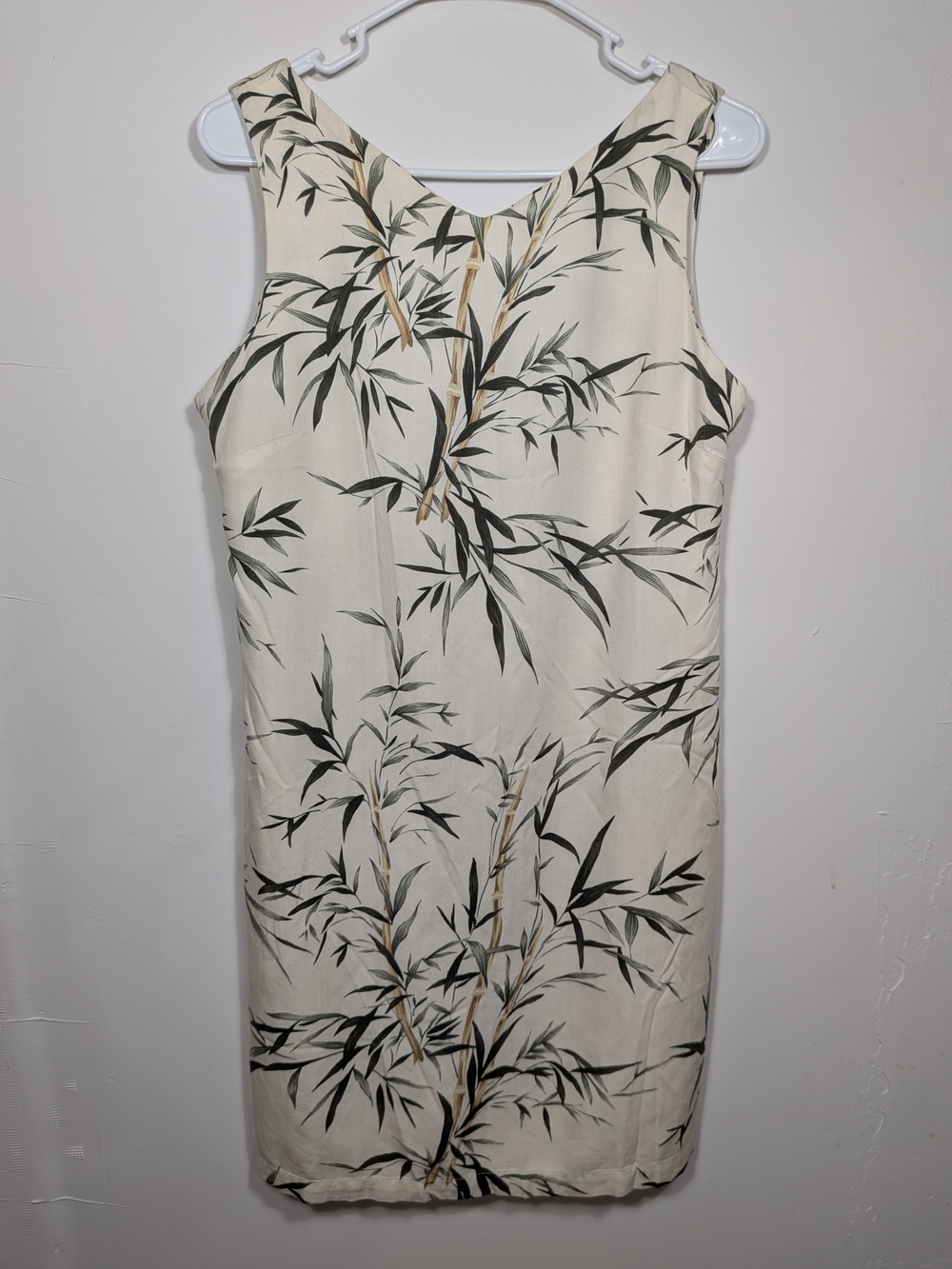 Caribbean Joe Bamboo Tropical Print V-Neck Sleeveless Zip Midi Dress Size M